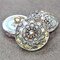 18mm Mandala Button Transparent Glass with a Black Wash, AB Finish, and Silver Accents - Czech Glass Buttons